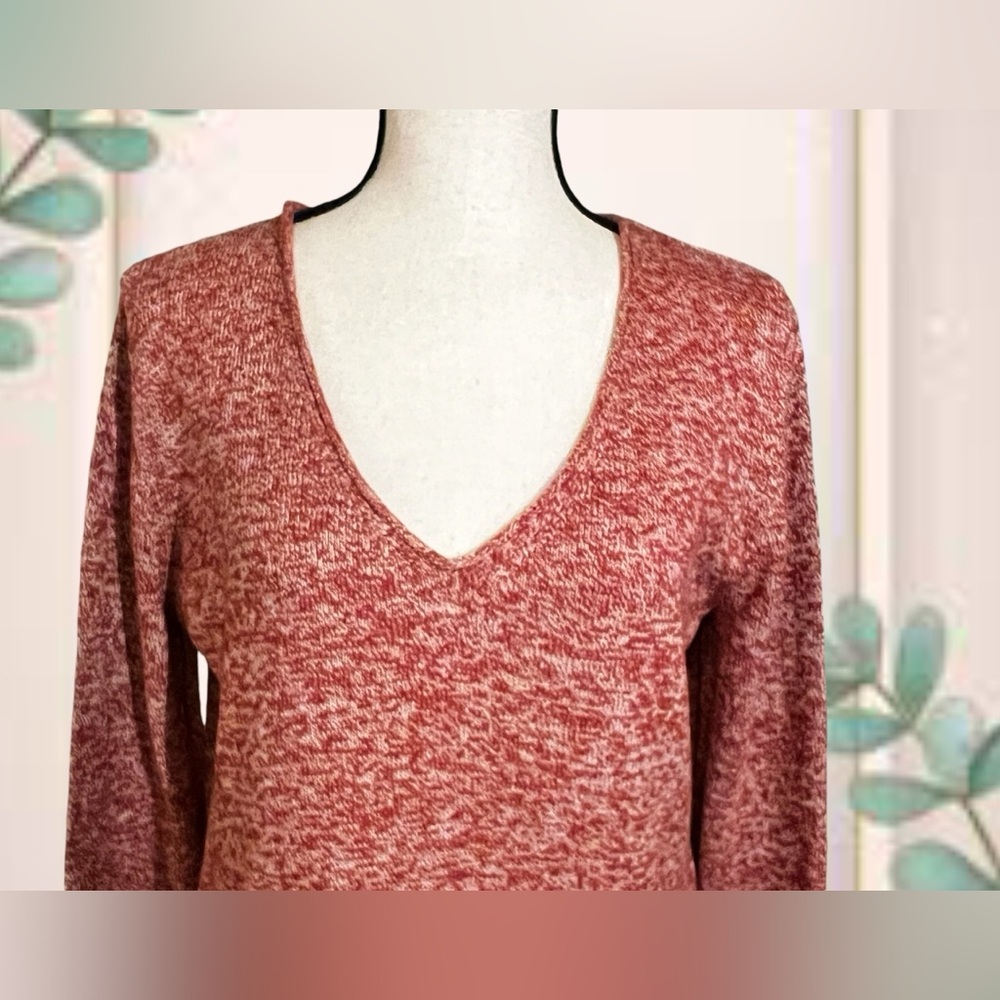 Old Navy, Vnecked, Red & White Marled Sweater, Pullover, Women’s Large